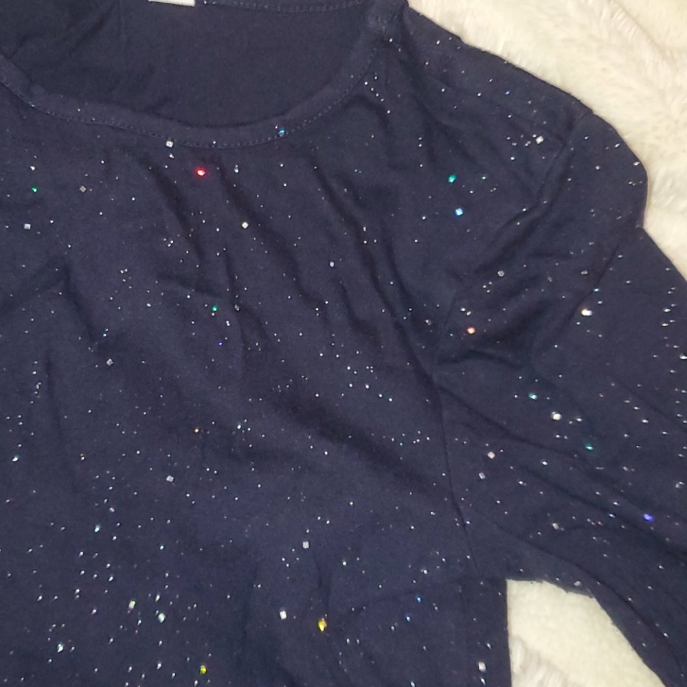 Gap Kids Sparkly Blue 3/4 Sleeve Shirt Sz XL (12) - Picture 2 of 4
